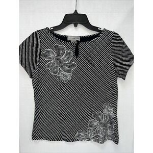 Designers Originals Shirt Women's Small Black Striped Blouse